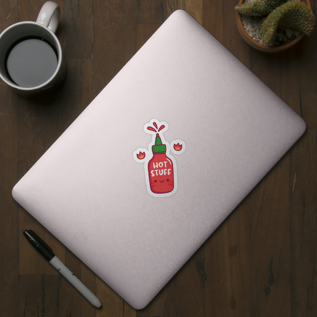 Cute Hot Stuff Spicy Chili Sauce Bottle by rustydoodle